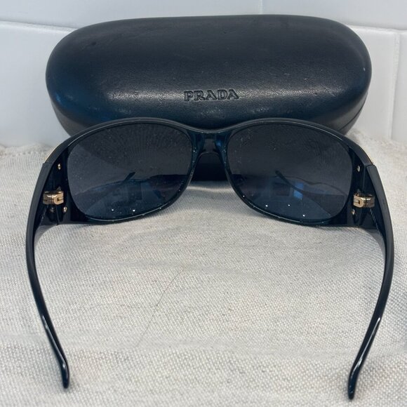 PRADA Women's Sunglasses - Black with Gold - SPR07G 610 15 1AB-1A1 - Picture 3 of 7